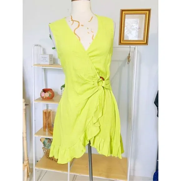 ASOS | Dresses | Asosdesign Lime Green Mini Ruffle Dress | Poshmark